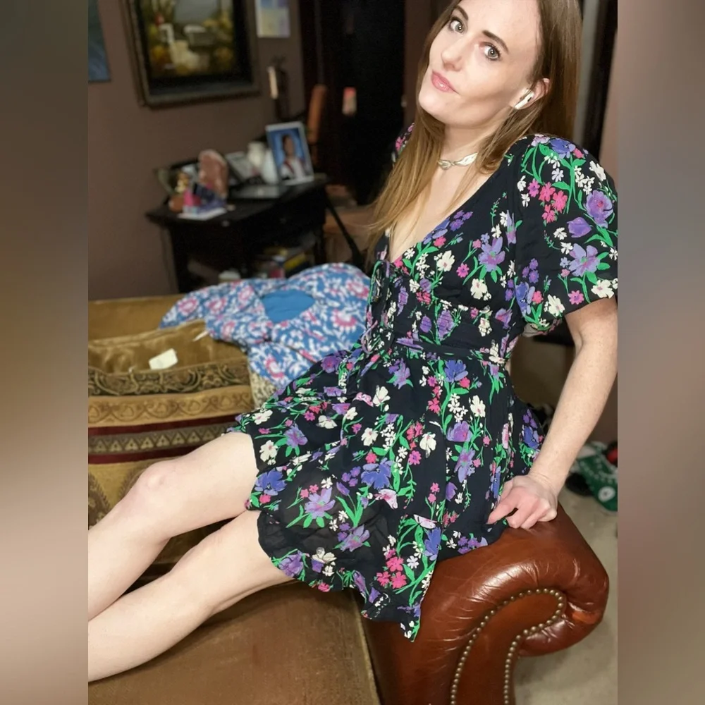 Free People Black and Purple Floral Dress
(Perfect Day Printed Dress) - Picture 3 of 14